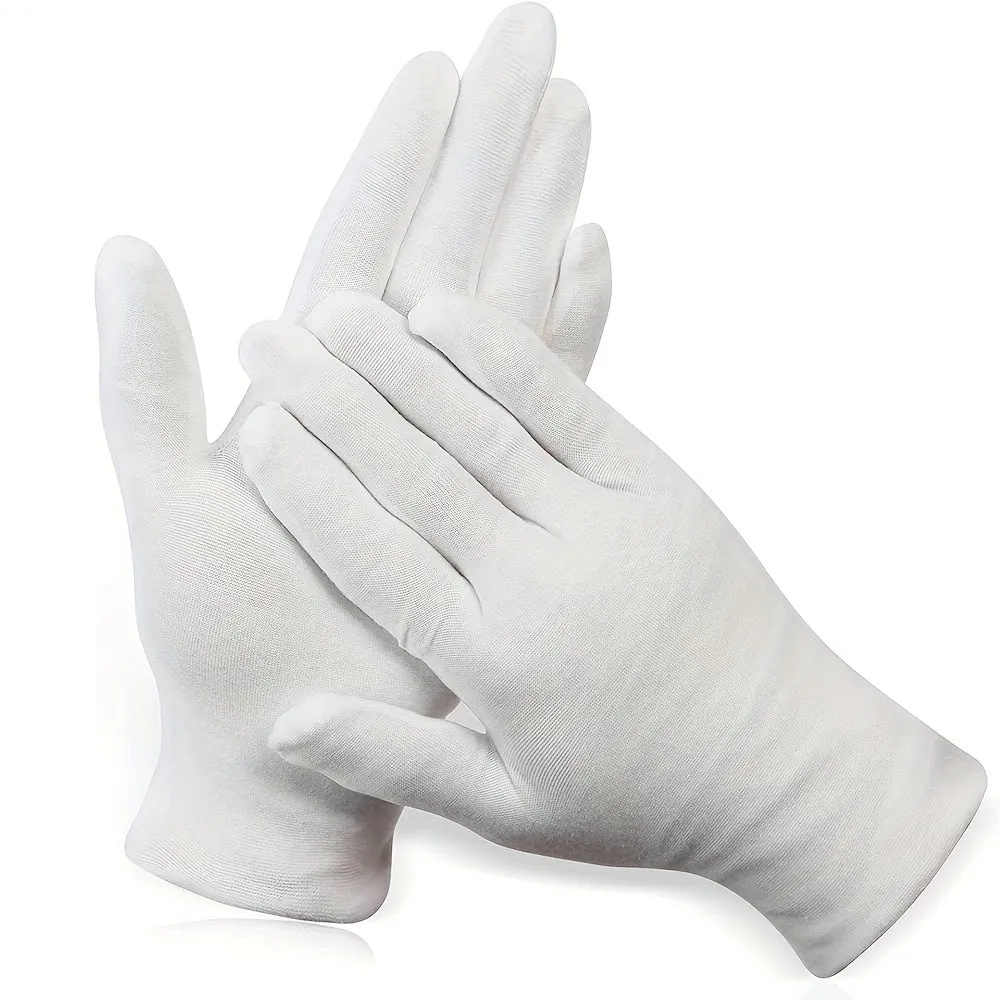 12 Pairs of Large White Cotton Gloves for Women