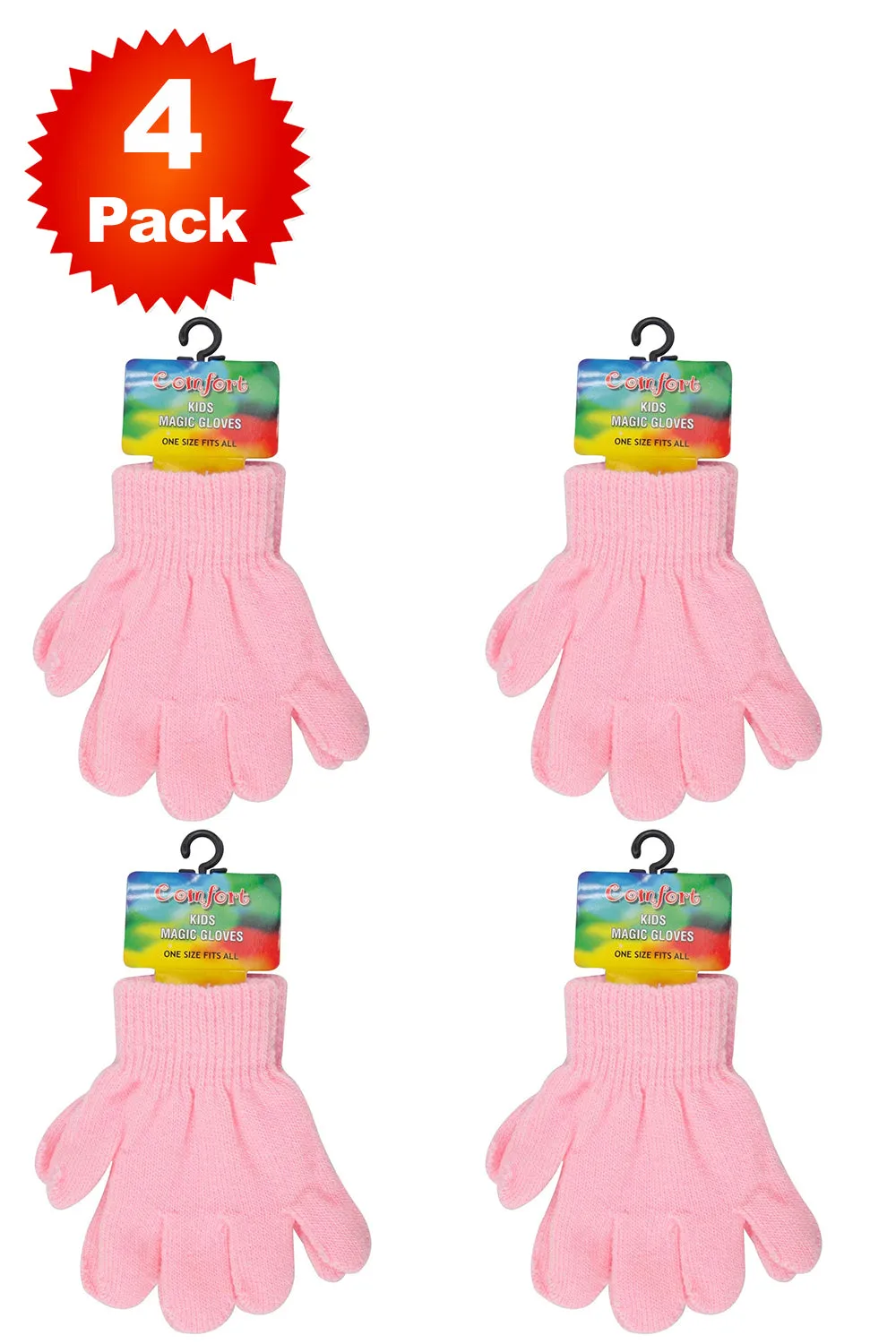 4 Pack Kid Woolly Knitted Plain Gloves