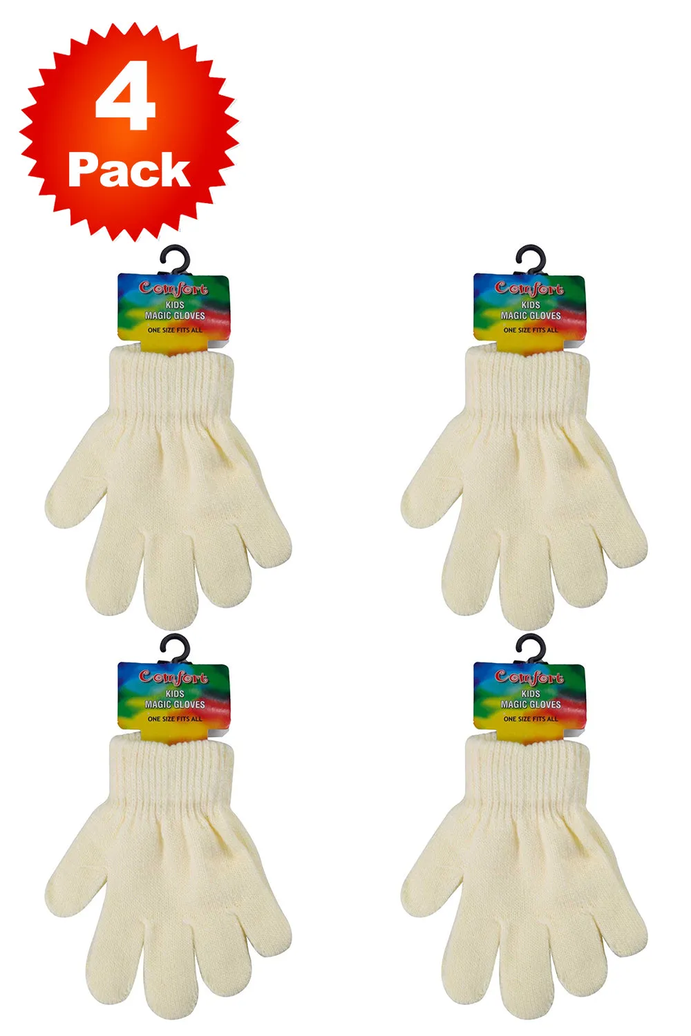 4 Pack Kid Woolly Knitted Plain Gloves