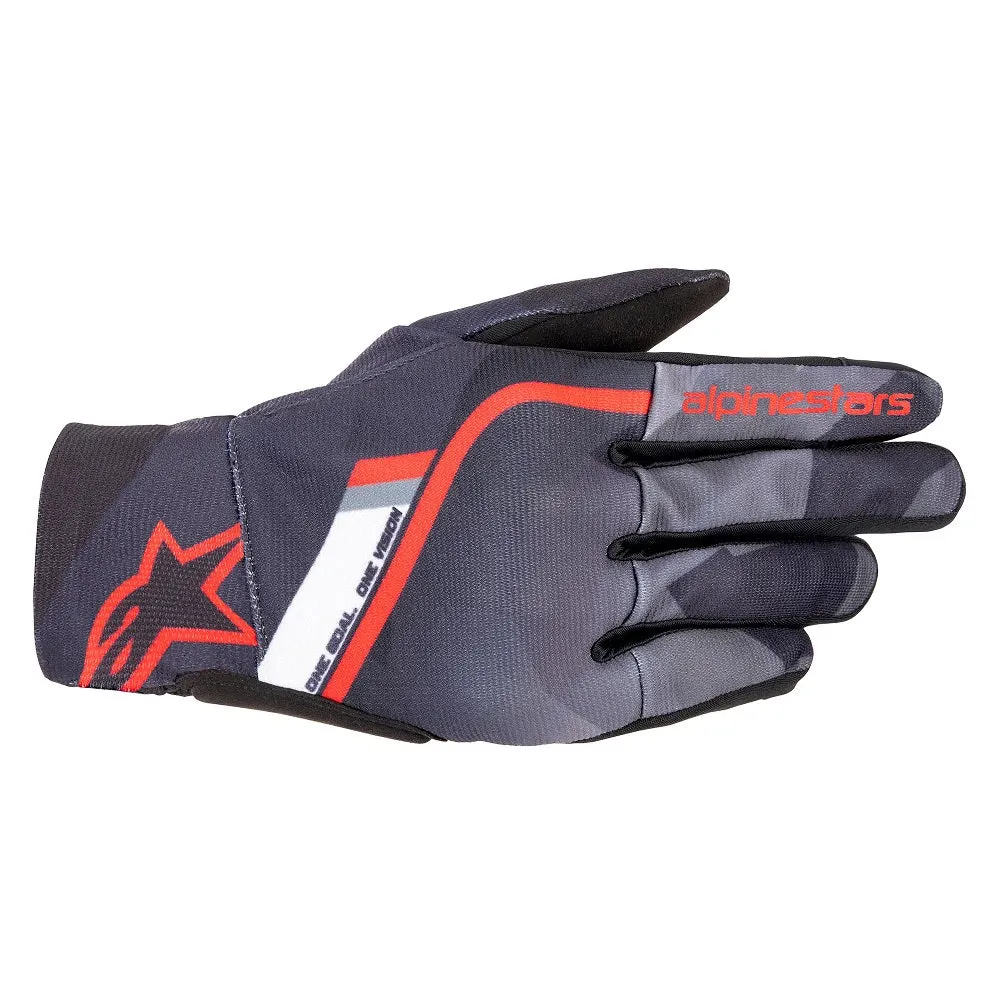 Alpinestars Reef Motorcycle Glove Black Grey Camo Bright Red