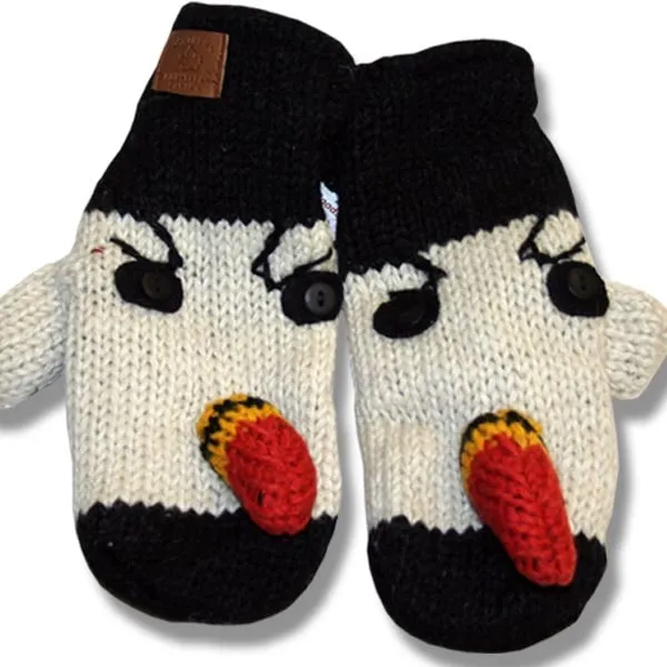 Animal Mittens for Men and Women. 100% Wool with fleece lining. handmade in Nepal.