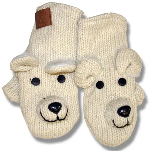 Animal Mittens for Men and Women. 100% Wool with fleece lining. handmade in Nepal.