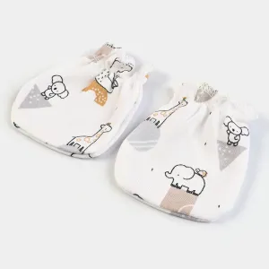 Animals Printed Mitten | White