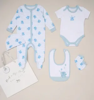 Baby Boy Clothing Blue and White 'Elephant' Gift Set