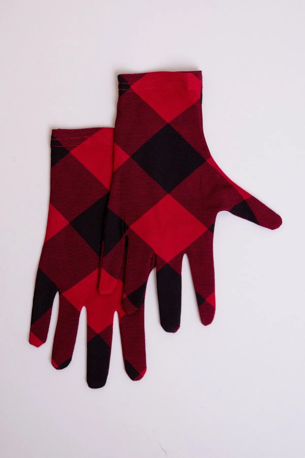 Bamboo Gloves, Red Plaid