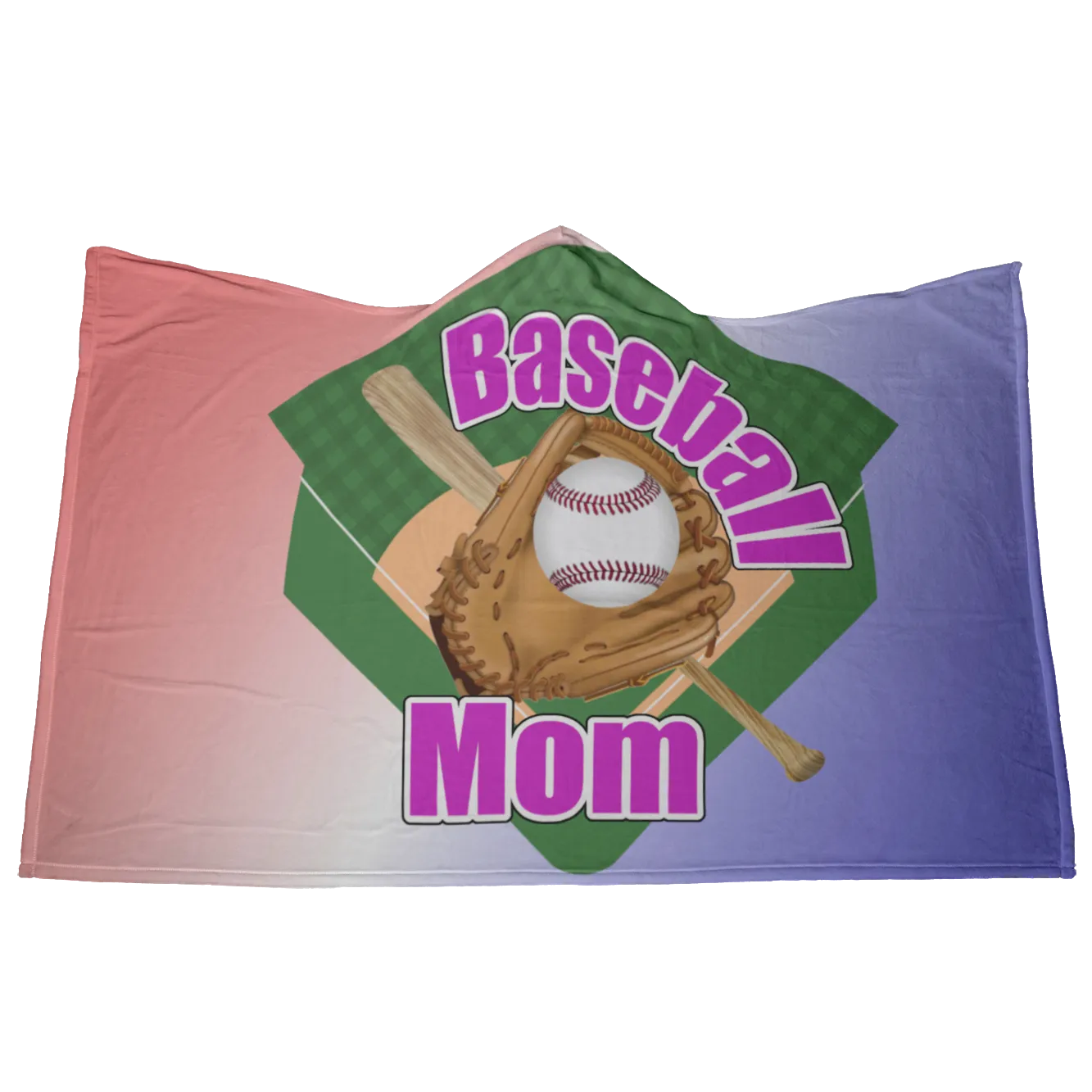 Baseball Mom Hooded Blanket, Purple