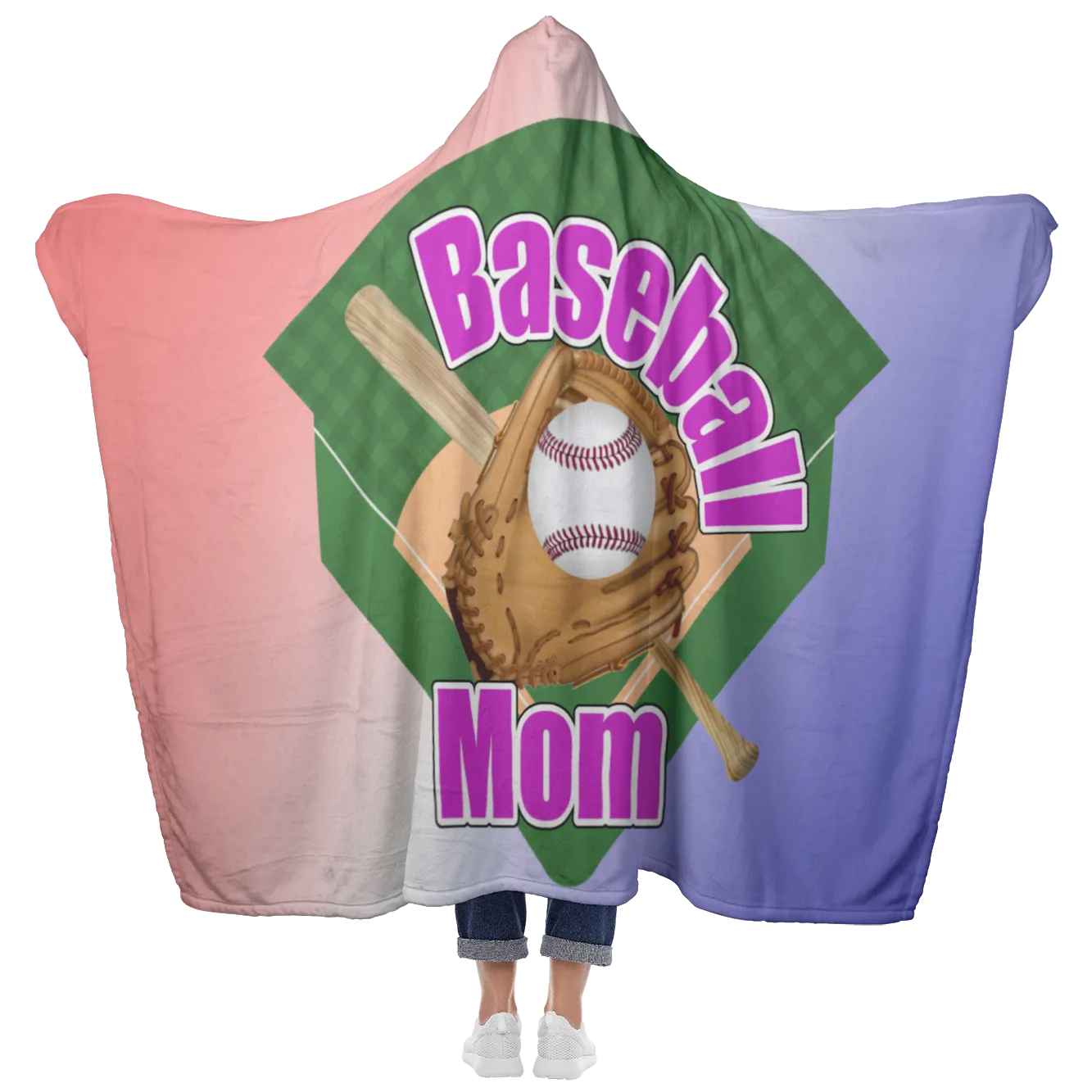 Baseball Mom Hooded Blanket, Purple