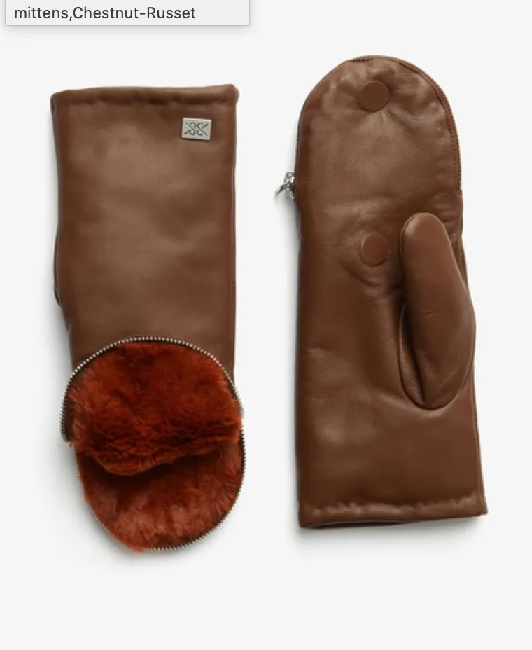 Betrice Faux Fur Lined Leather Mittens