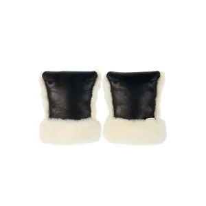 BINIBAMBA Coated Sheepskin Buggy Mittens - Noir   Milk