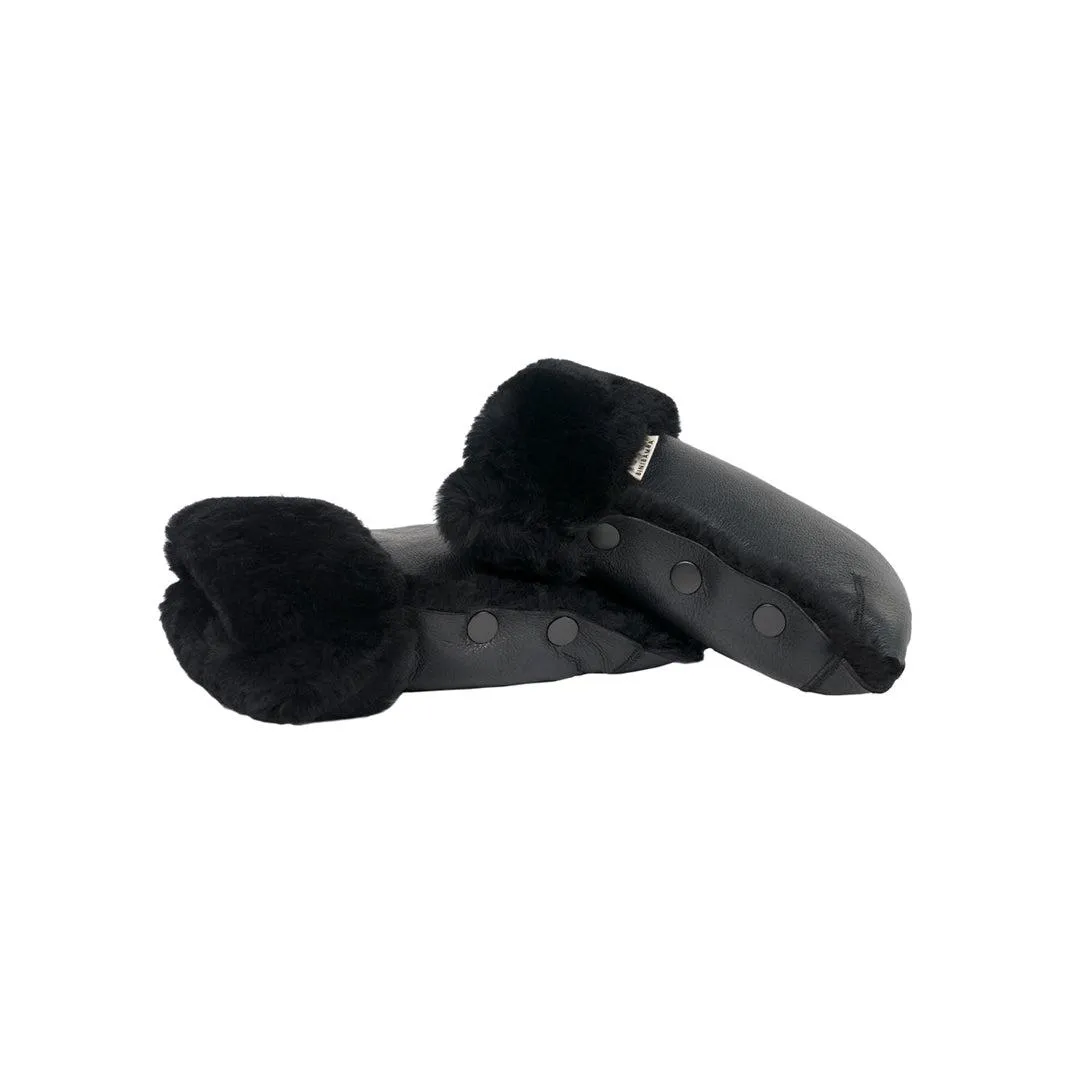 BINIBAMBA Coated Sheepskin Buggy Mittens - Noir