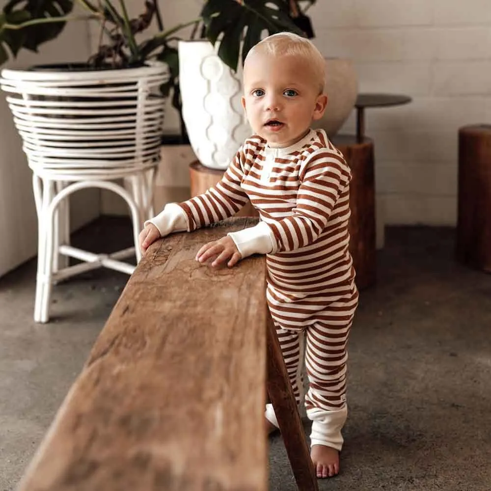 Biscuit | Organic Stripe Growsuit