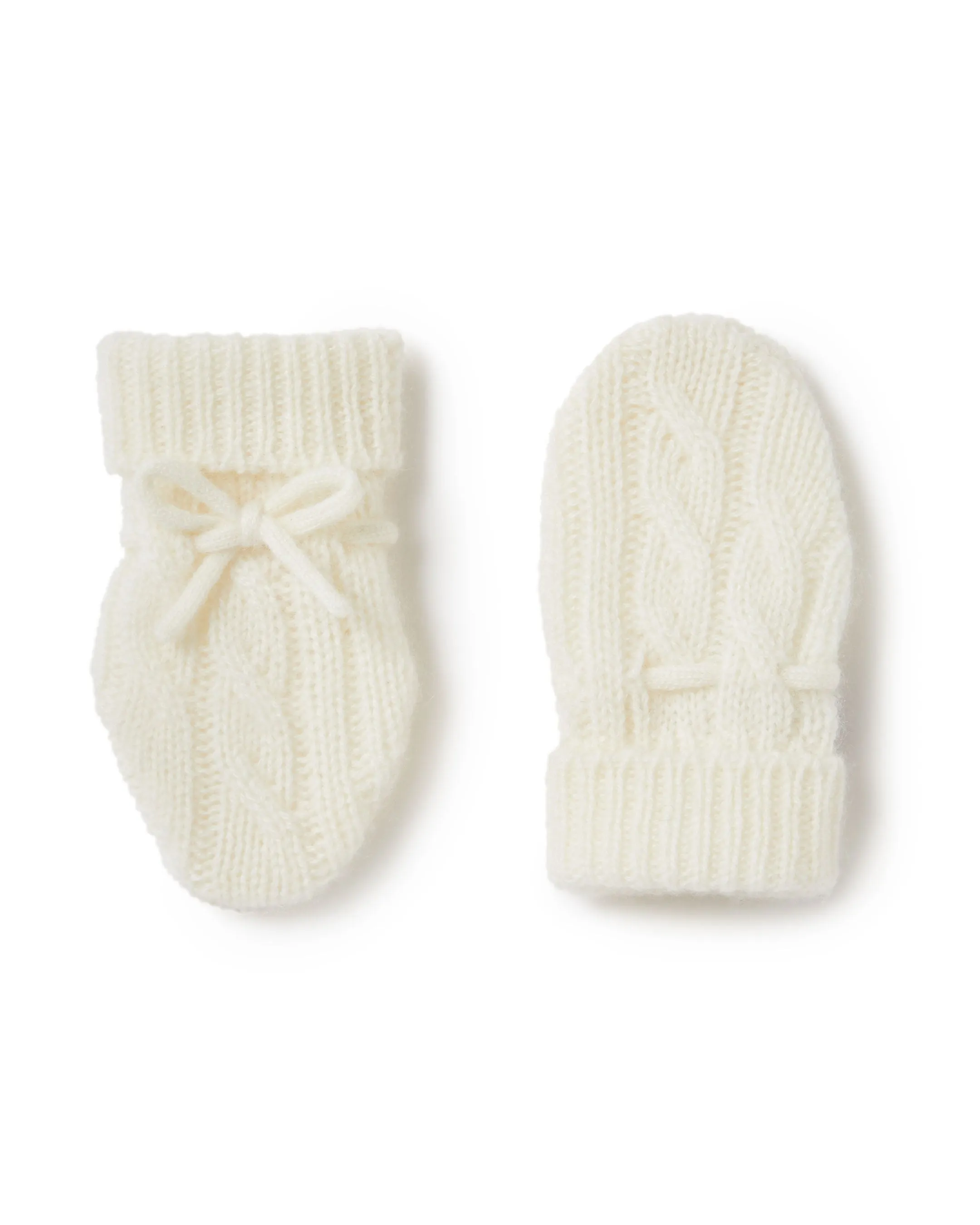 Cable Cashmere Mittens New Ivory White