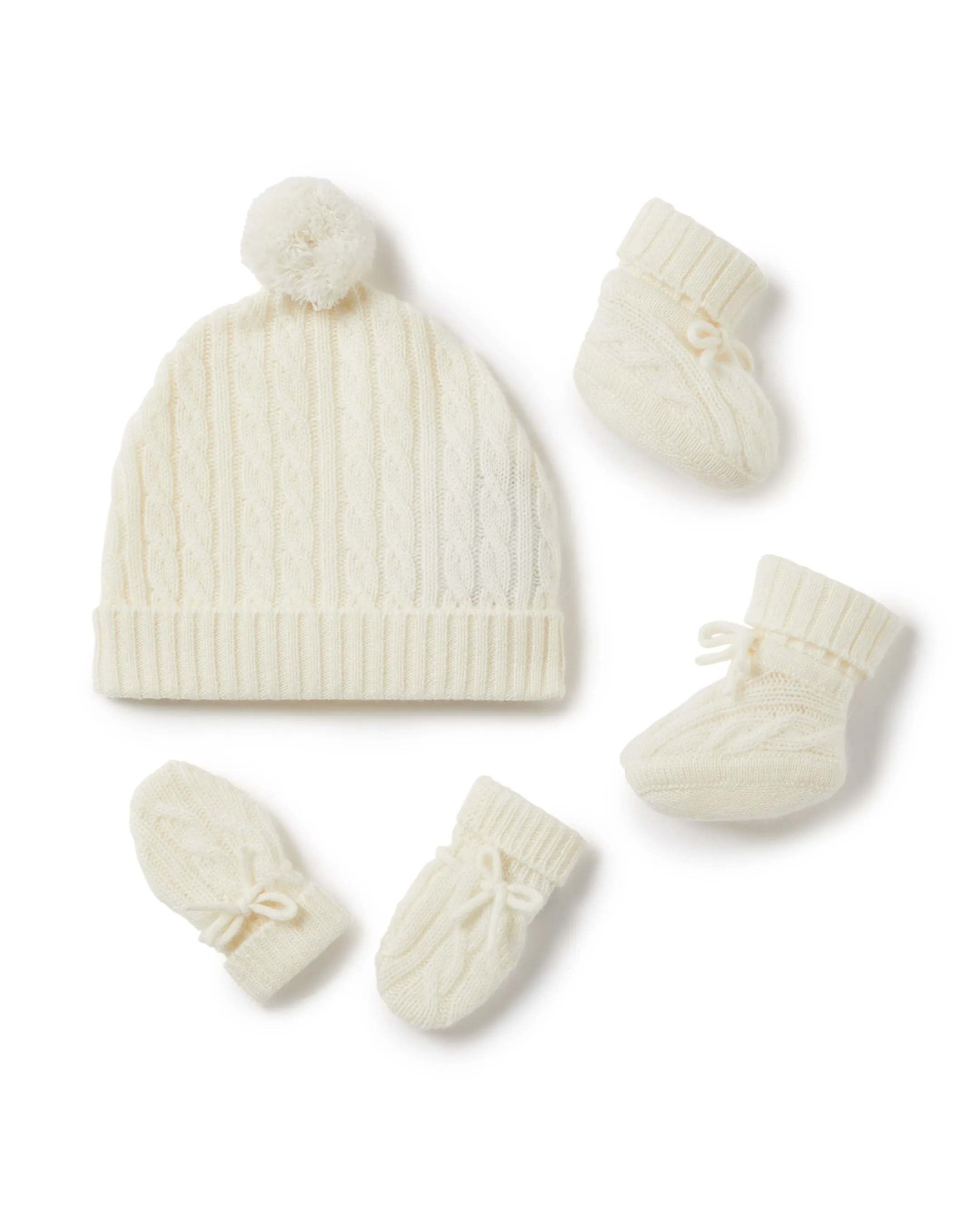 Cable Cashmere Mittens New Ivory White