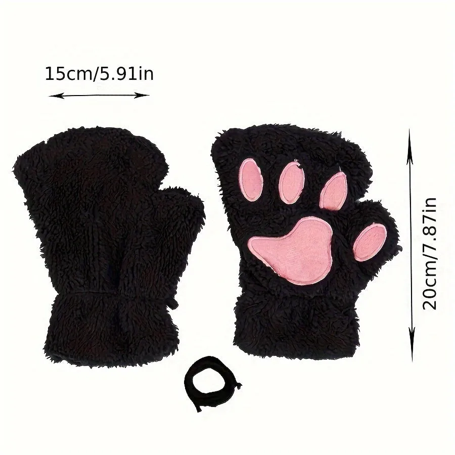 Cute Cartoon Cat Paw Gloves  Keep Hands Warm in Style