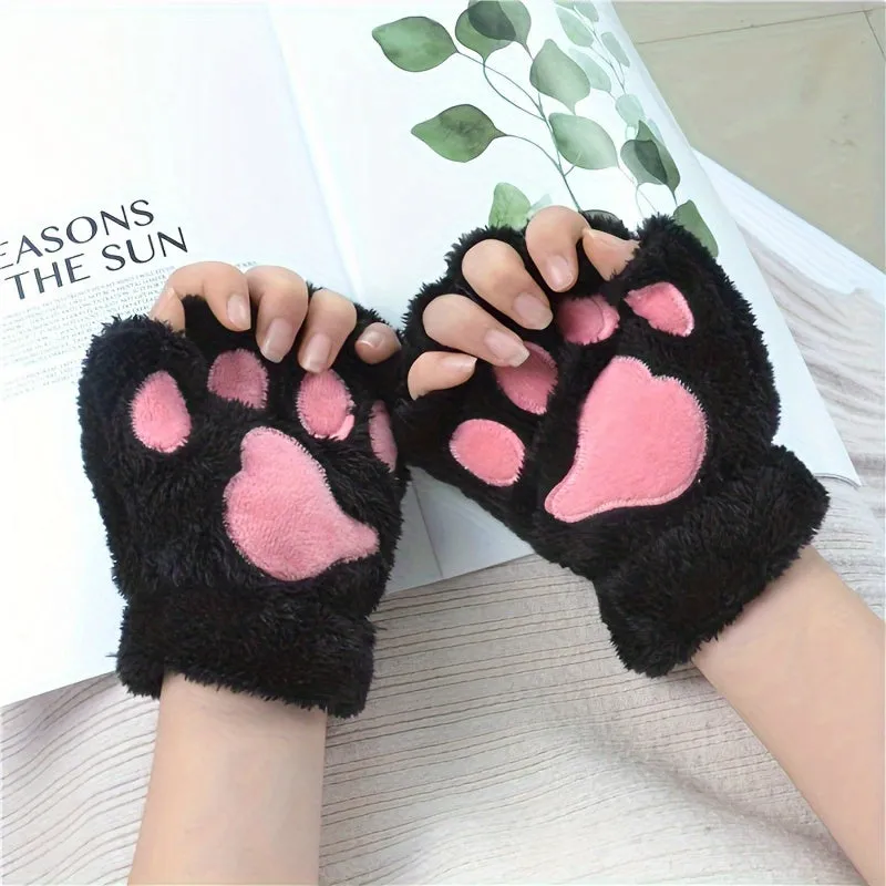 Cute Cartoon Cat Paw Gloves  Keep Hands Warm in Style