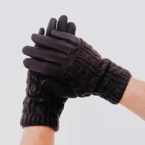 Eggplant 3 in 1 Cable Knit Gloves