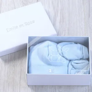 Emile et Rose - Baby Hat, Mitt & Bootie Gift Set, Nox BLUE