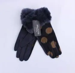 Gloves Grey With Print Cuff