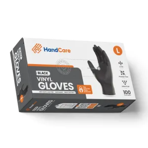 HandCare Black Vinyl Gloves - Powder Free (3 Mil) 100 Cases (Bulk)