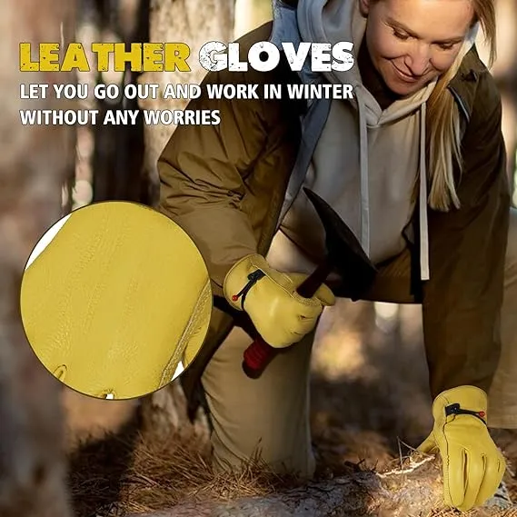 Handlandy Leather Work Gloves Winter Rigger Driver Gardening 12110