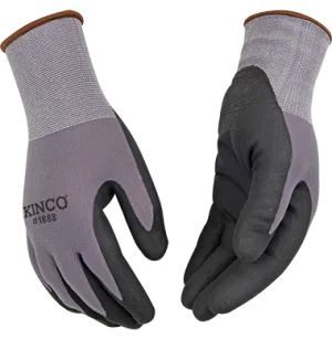 Kinco 1888 15-Gauge Blend Knit Shell Breathable Micro-Foam Nitrile Coated Palm Nylon-Spandex Blend Elastic Knit Wrist Glove (One Dozen)