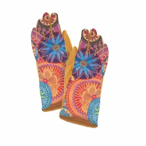 Laurel Burch Circle Floral Sueded Gloves