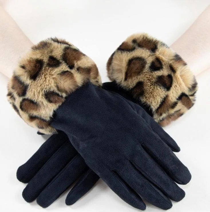 Leopard Fur Texting Gloves