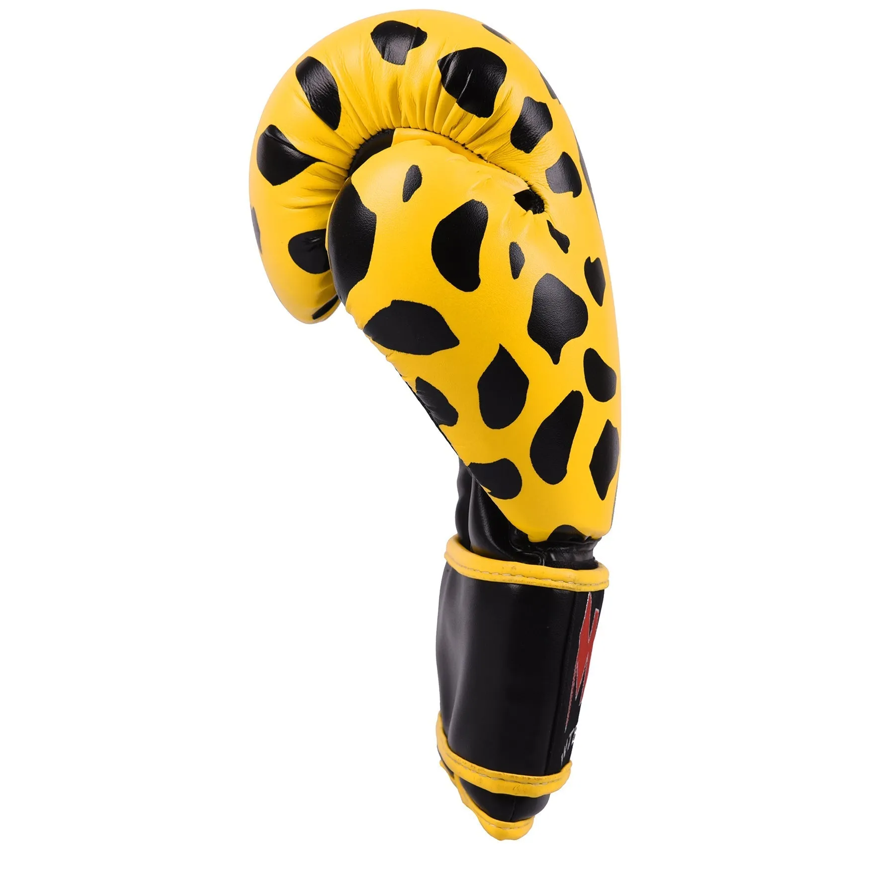 MAR-117 | Black/Yellow Leopard Print Boxing/Kickboxing Gloves