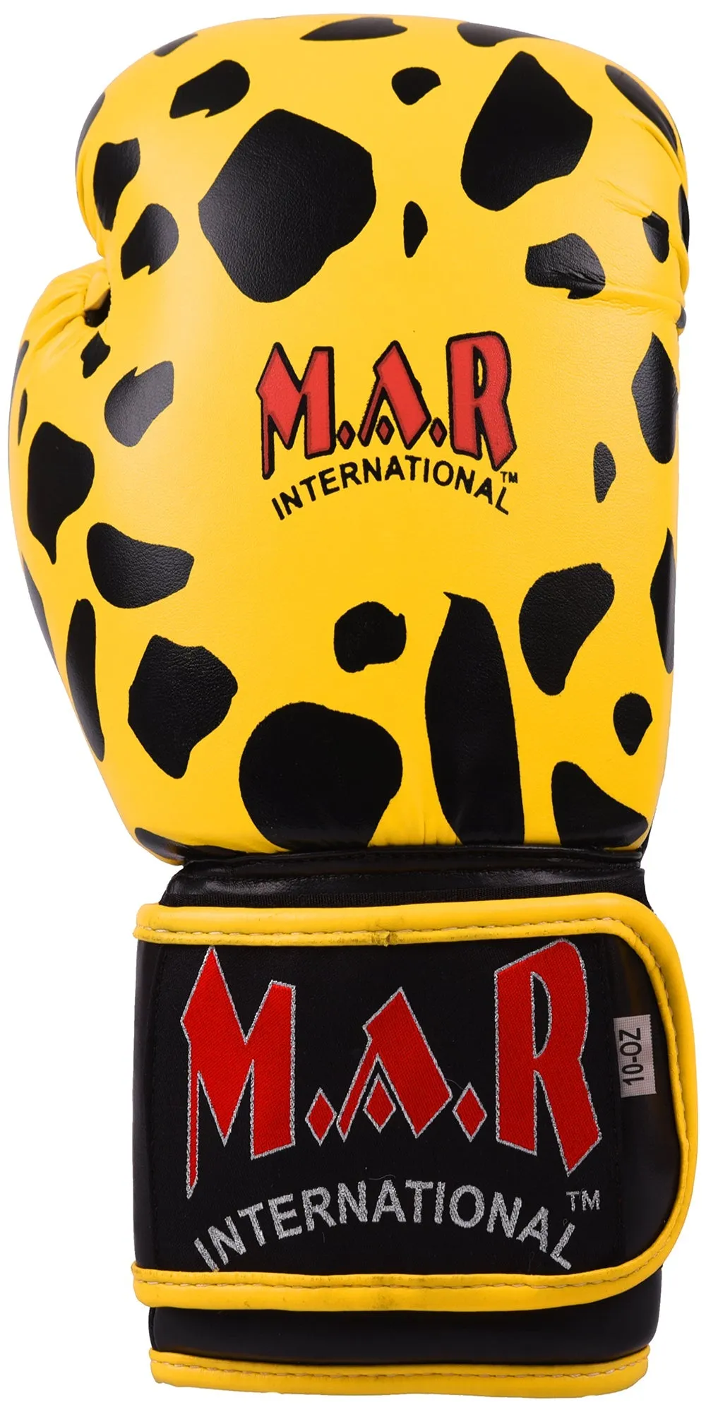 MAR-117 | Black/Yellow Leopard Print Boxing/Kickboxing Gloves