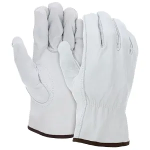 MCR Safety 3313L Buffalo Grain Leather, Drivers Work Gloves, White, Large, 1 Dozen