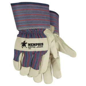 MCR Safety Artic Jack 1965 Grain Pigskin Insulated Work Palm Leather Gloves, 2.5 Inch Safety Cuff, Thermosock Lined, Beige, Box of 12 Pairs