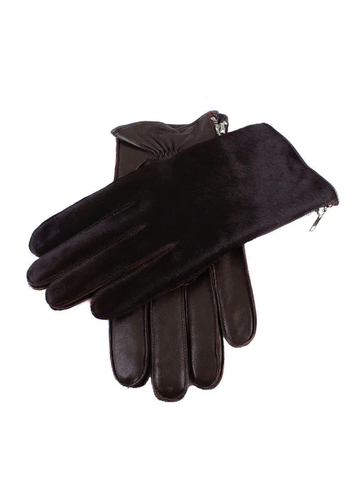 Men's Cashmere-Lined Ponyskin and Leather Gloves