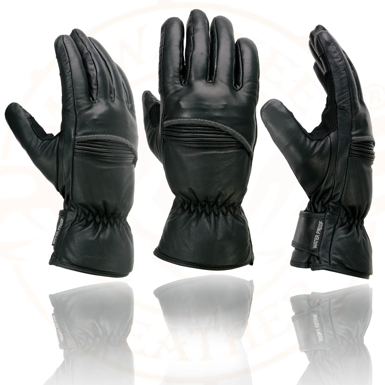 Milwaukee Leather MG7551 Men's Black Cowhide Leather Gauntlet Motorcycle Hand Gloves W/ i-Touch Screen and Waterproof