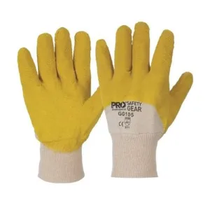 Pro Choice Yellow Latex Glass Gripper Glove With Knitted Wrist Glove X12 - GG105