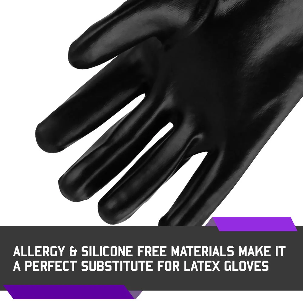 PVC Coated 10" - Chemical-Resistant Gloves - 12 Pairs