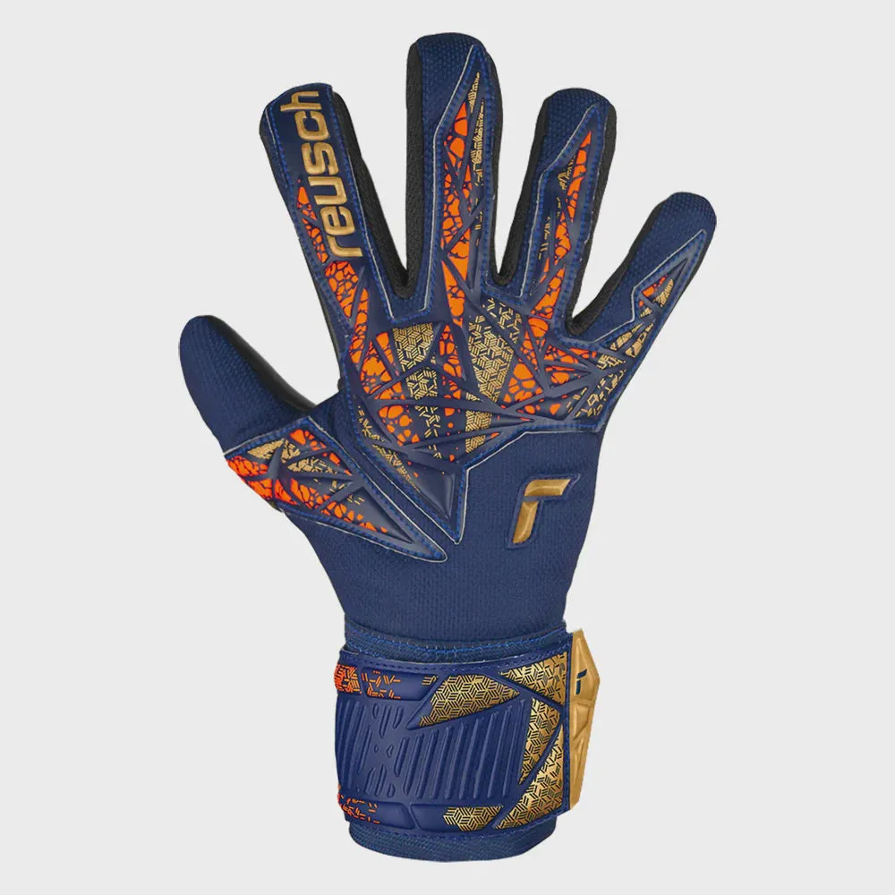 Reusch Attrakt Infinity NC JUNIOR Goalkepeer Gloves- Royal/Orange/Gold