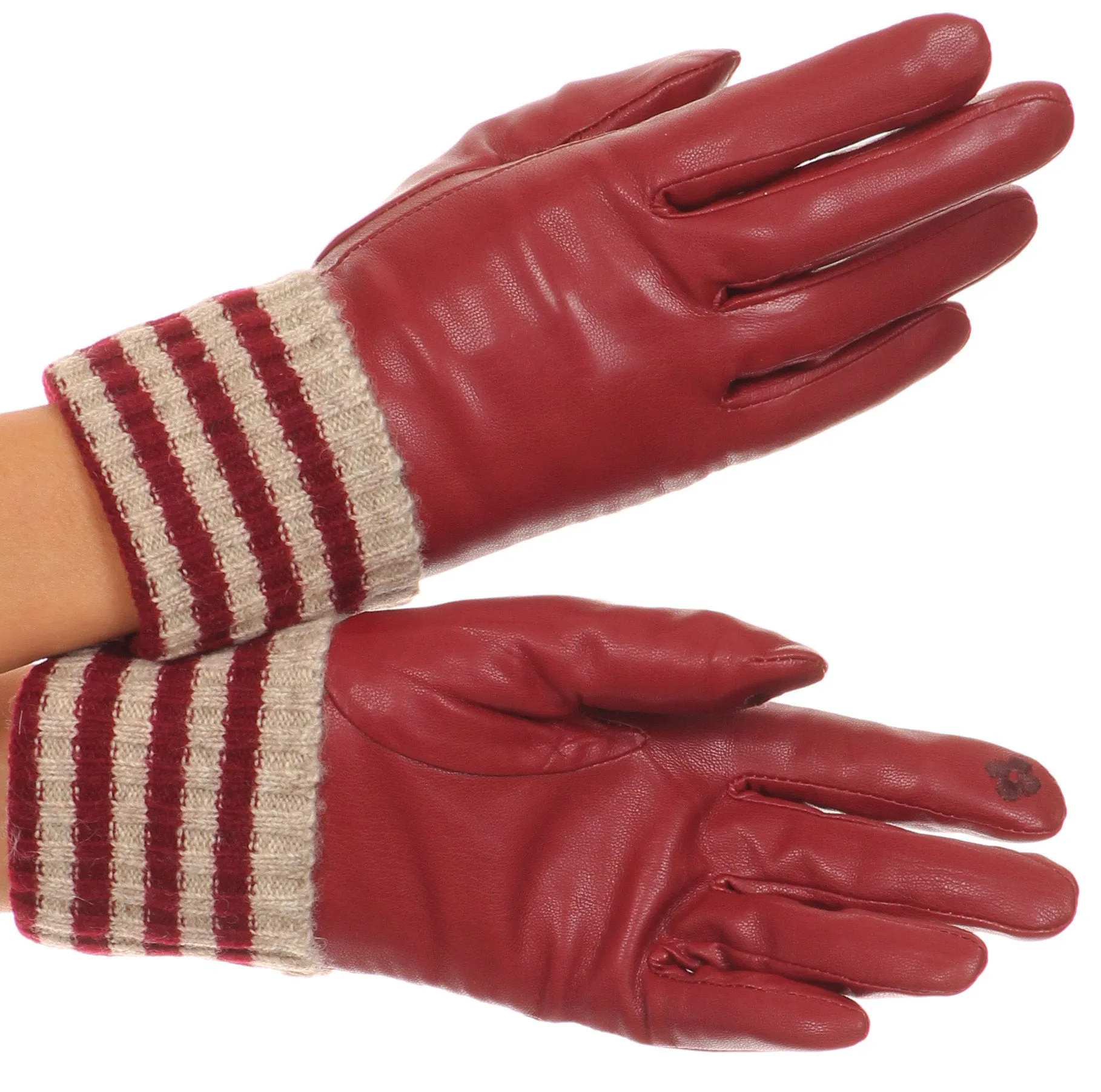 Sakkas Oda Warm Striped Wool Cuff Winter Touch Screen Wrist Length Gloves