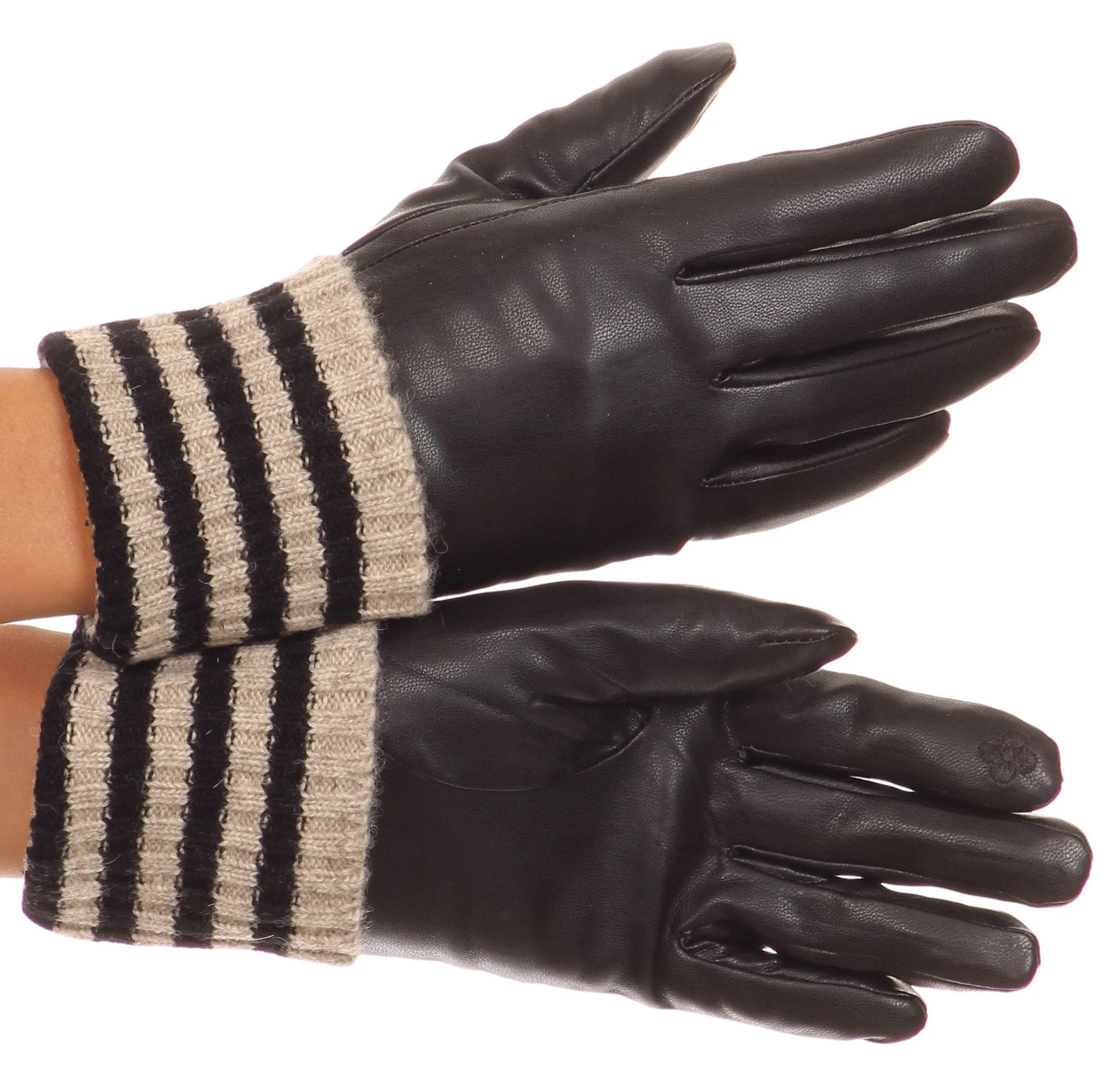 Sakkas Oda Warm Striped Wool Cuff Winter Touch Screen Wrist Length Gloves