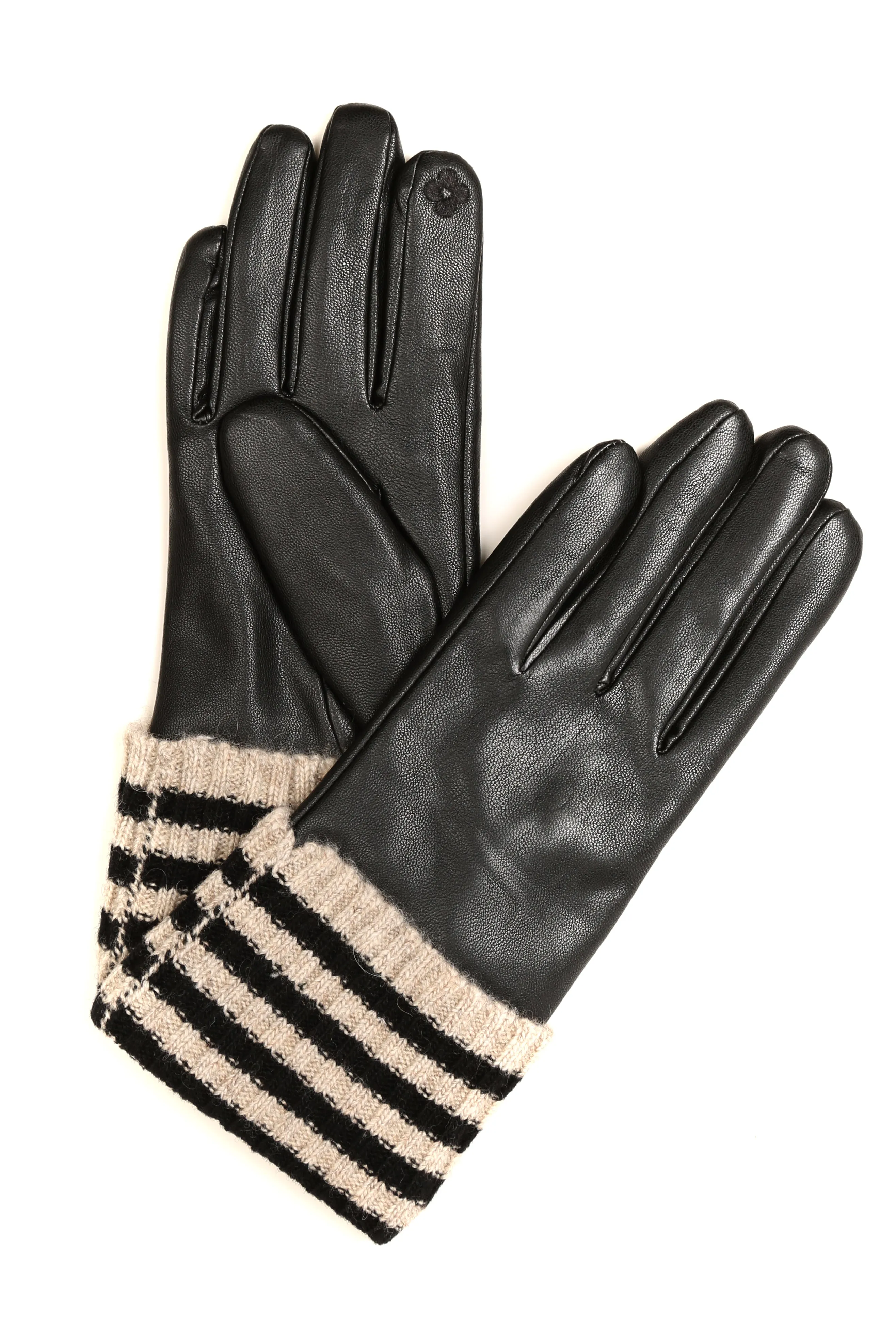 Sakkas Oda Warm Striped Wool Cuff Winter Touch Screen Wrist Length Gloves