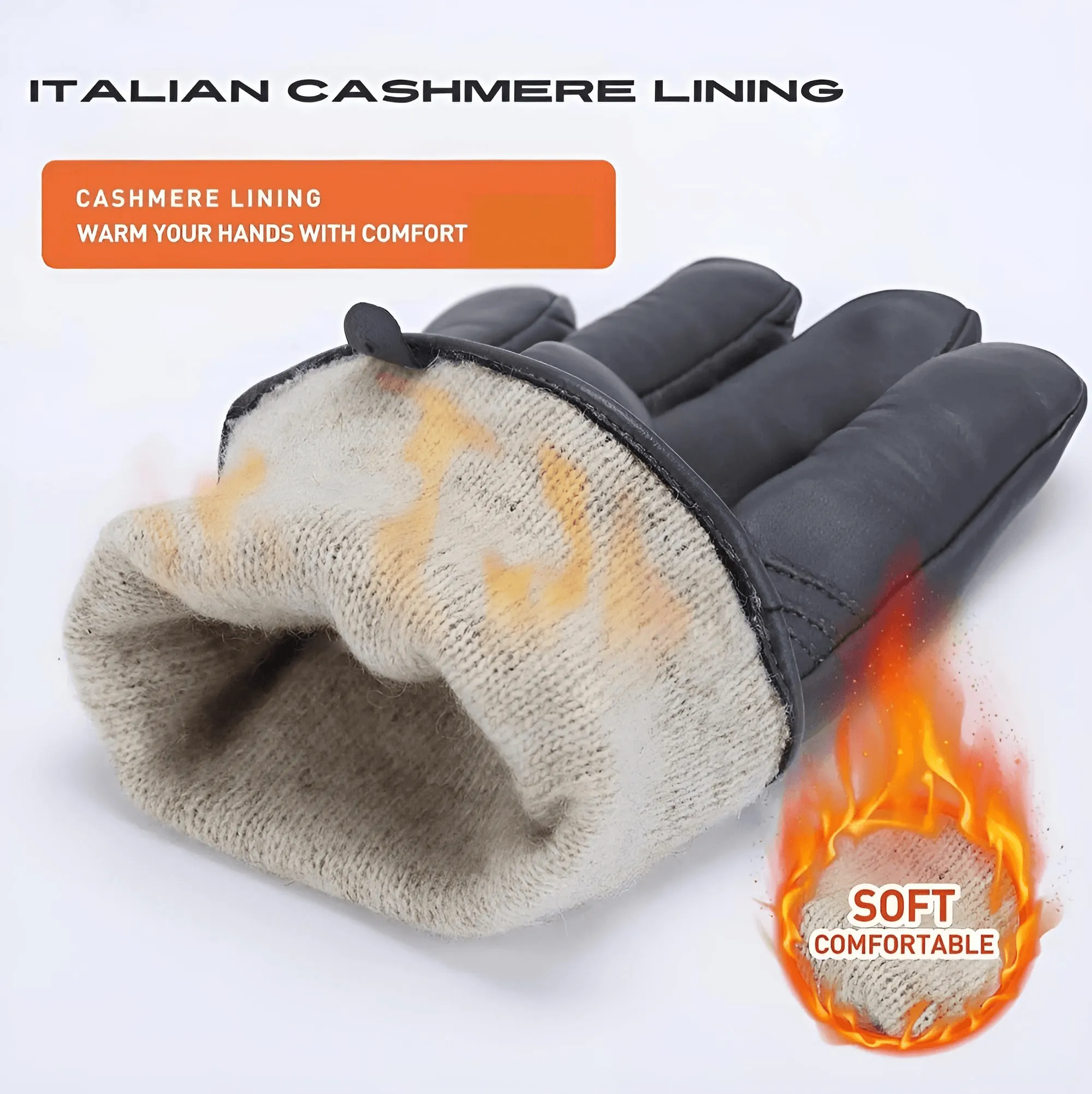 Sheepskin Genuine Leather Cashmere Lined Gloves Touchscreen Winter Warm Gloves