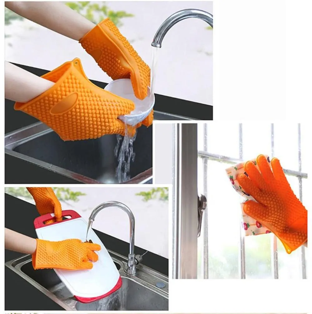 Silicone BBQ /Cooking Gloves Plus Silicone Brush Set