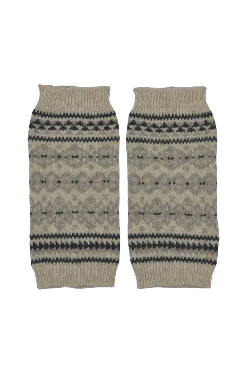 Stockbridge Fair isle Wrist Warmer Fingerless Gloves - Linen