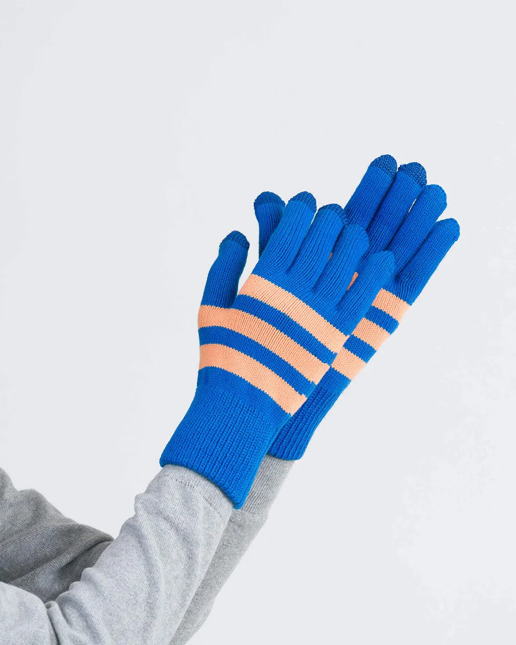 Striped Touchscreen Gloves - Peach   Cobalt