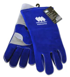 Weldmark WM828400 Large Premium Split Blue Cowhide 13" Foam Back Wing Thumb Gloves (Pkg. of 48)