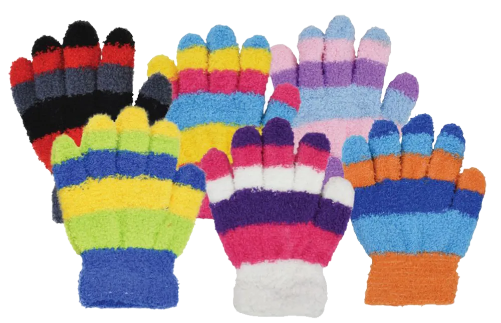 Winter Gloves-Kid's Magic Gloves, Cozy Yarn Stripe 2-4